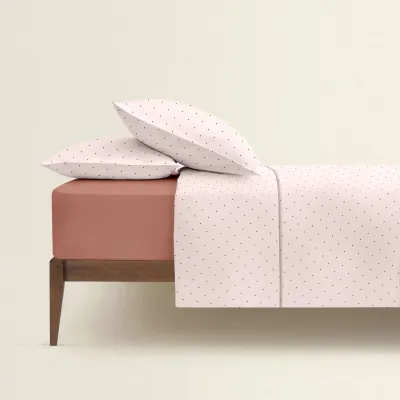 Евро постель с простыней на резинке MINI DOTS CS26 COSAS розовый 200х220 см