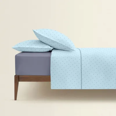 Сімейна постіль з простирадлом на гумці MINI DOTS CS13 COSAS Блакитний 2х160х220 см Сімейна постіль з простирадлом на гумці MINI DOTS CS13 COSAS Блакитний 2х160х220 см