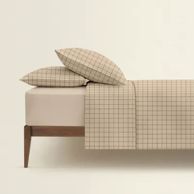 Полуторное постельное белье Beige Geometry CS2 COSAS Бежевый 160х220 см