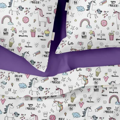 Полуторное постельное белье Unicorn Sweets CS4 COSAS Белый 160х220 см Полуторное постельное белье Unicorn Sweets CS4 COSAS Белый 160х220 см