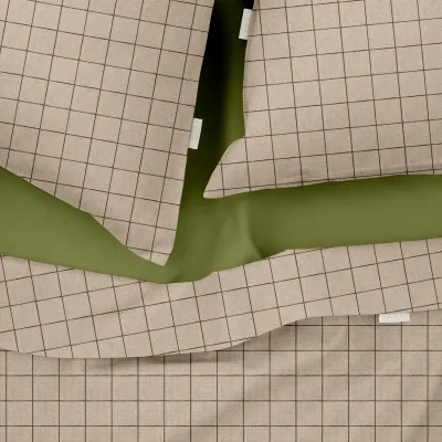 Полуторная постель с простыней на резинке Beige Geometry CS4 COSAS Бежевый 160х220 см