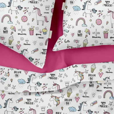 Полуторная постель с простыней на резинке UNICORN SWEETS CS3 COSAS Белый 160х220 см Полуторная постель с простыней на резинке UNICORN SWEETS CS3 COSAS Белый 160х220 см