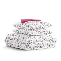 Полуторна постіль з простирадлом на гумці UNICORN SWEETS CS3 COSAS Білий 160х220 см Полуторна постіль з простирадлом на гумці UNICORN SWEETS CS3 COSAS Білий 160х220 см