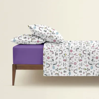 Полуторна постіль з простирадлом на гумці Unicorn Sweets CS4 COSAS Білий 160х220 см