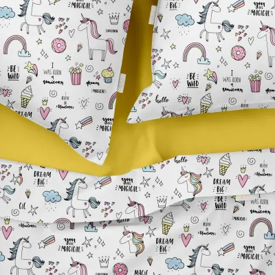 Полуторная постель с простыней на резинке UNICORN SWEETS CS5 COSAS Белый 160х220 см Полуторная постель с простыней на резинке UNICORN SWEETS CS5 COSAS Белый 160х220 см