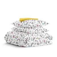 Полуторна постіль з простирадлом на гумці UNICORN SWEETS CS5 COSAS Білий 160х220 см Полуторна постіль з простирадлом на гумці UNICORN SWEETS CS5 COSAS Білий 160х220 см