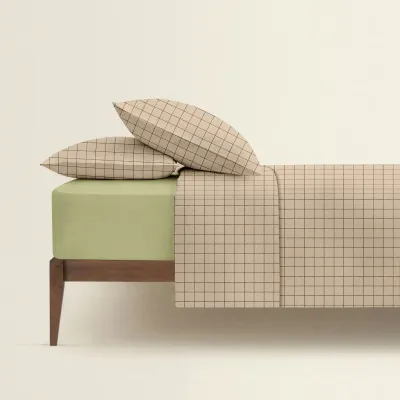 Двуспальная постель с простыней на резинке Beige Geometry CS3 COSAS Бежевый 180х220 см Двуспальная постель с простыней на резинке Beige Geometry CS3 COSAS Бежевый 180х220 см