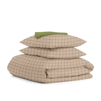 Евро постель с простыней на резинке BEIGE GEOMETRY CS4 COSAS Бежевый 200х220 см