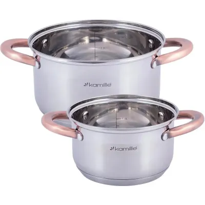 Набор 2 кастрюли Catalin 1.5л 3л из нержавеющей стали с мерной шкалой DP36500 Kamille