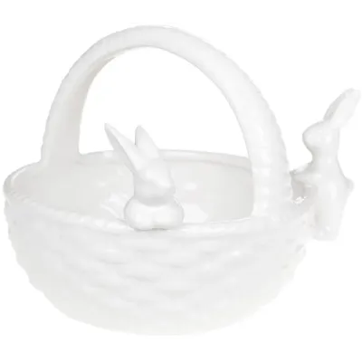 Конфетница Корзина с кроликами фруктовница 22х19х17.2см белый DP66262 BonaDi