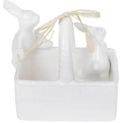 Конфетница Корзина с кроликами 15.8х10.8х12.5см белый DP66263 BonaDi