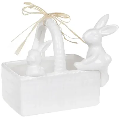 Конфетница Корзина с кроликами 15.8х10.8х12.5см белый DP66263 BonaDi