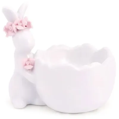 Подставка для яйца Кролик с розовым веночком ceramic DP66840 BonaDi