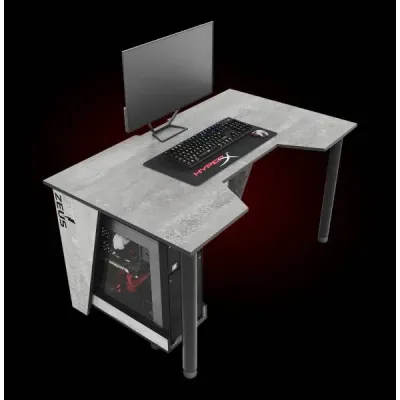 Геймерский игровой стол ZEUS™ GAMER-2 бетон с черной кромкой