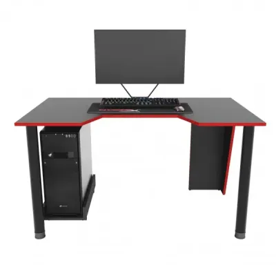 Геймерський ігровий стіл ZEUS GAMER-2 чорний з червоною крайкою