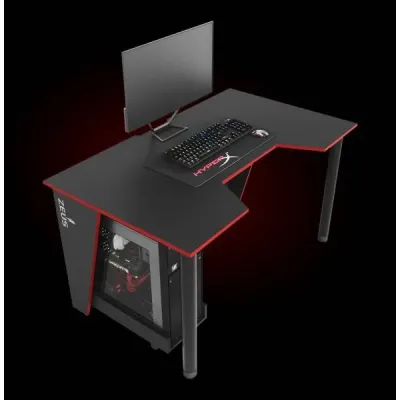 Геймерський ігровий стіл ZEUS GAMER-2 чорний з червоною крайкою