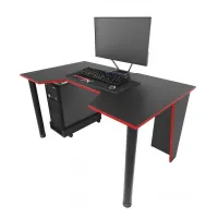 Геймерский игровой стол ZEUS GAMER-2 черный с красной кромкой