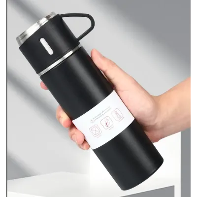Подарочный набор RIAS Vacuum Flask Set Термос с 3 чашками 0.5L Black (3_02997)