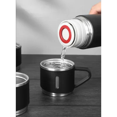 Подарочный набор RIAS Vacuum Flask Set Термос с 3 чашками 0.5L Black (3_02997)