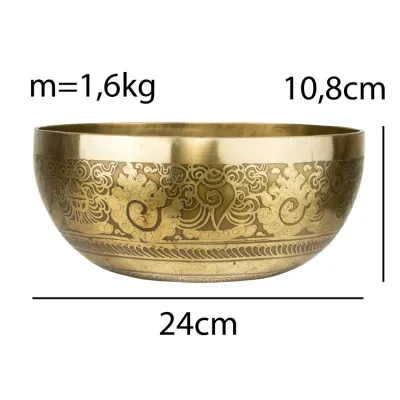 Тибетская поющая чаша Singing bowl Мантра и пламя снаружи Раковина внутри Холодная ковка 24/24/10,8 см Бронзовый (27414) Тибетская поющая чаша Singing bowl Мантра и пламя снаружи Раковина внутри Холодная ковка 24/24/10,8 см Бронзовый (27414)