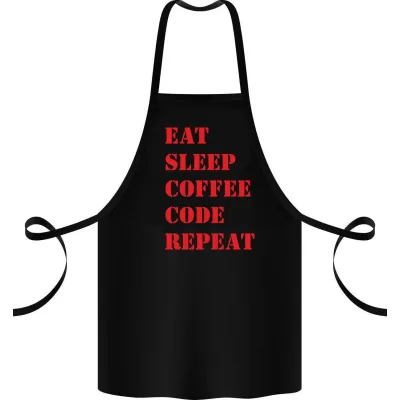Фартук с принтом Кавун Eat sleep coffee code repeat 68 см Черный