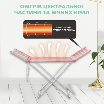 Електрична сушарка для білизни підлогова No Brand з обігрівом бічних крил Електрична сушарка для білизни підлогова No Brand з обігрівом бічних крил