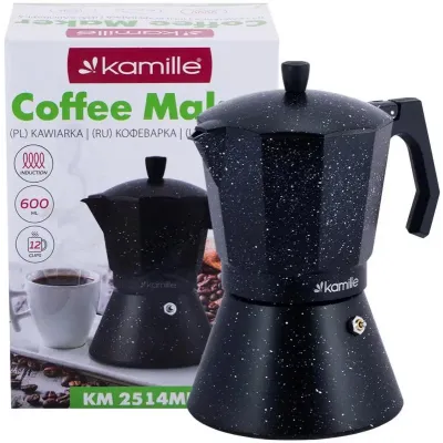 Гейзерная кофеварка Andel Black 600мл на 12 чашек DP218629 Kamille