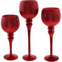 Интерьерные подсвечники в наборе 30см 35см 40см Qiotto Ruby Red DP218757 BonaDi