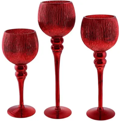 Интерьерные подсвечники в наборе 30см 35см 40см Qiotto Ruby Red DP218757 BonaDi