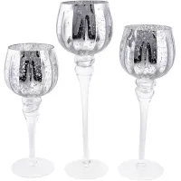 Интерьерные подсвечники в наборе 30см 35см 40см Elpio Silver DP218758 BonaDi Интерьерные подсвечники в наборе 30см 35см 40см Elpio Silver DP218758 BonaDi
