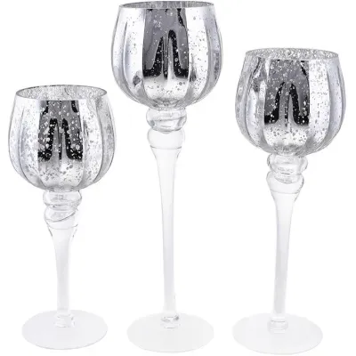Интерьерные подсвечники в наборе 30см 35см 40см Elpio Silver DP218758 BonaDi