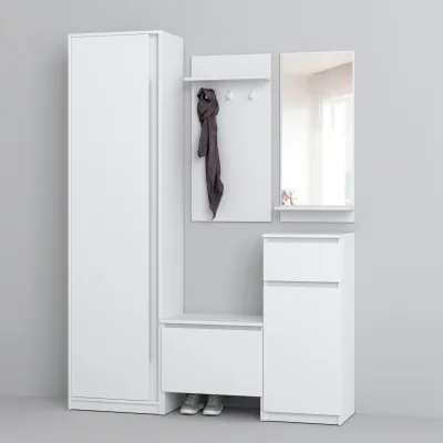 Прихожая со шкафом Компанит Брайтон Белый (147х37,6х200 см)