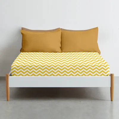 Простирадло на резинці в дитяче ліжечко 60х120 см YELLOW ZIGZAG CS1 COSAS Золотистий Простирадло на резинці в дитяче ліжечко 60х120 см YELLOW ZIGZAG CS1 COSAS Золотистий