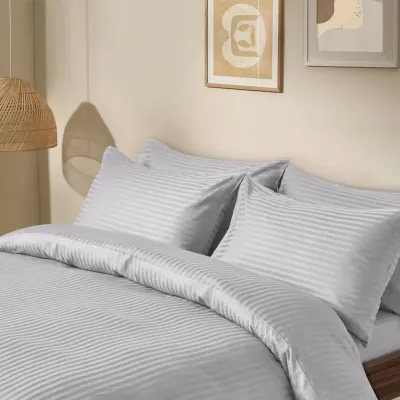 Полуторна постільна білизна сатин SILVER Cosas сірий 160х220 см