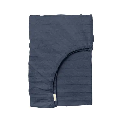 Двоспальна постіль сатин з простирадлом на гумці DENIM Cosas Сапфір 180х220 см