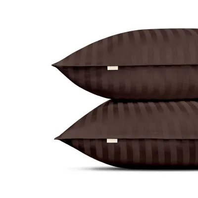 Двоспальна постіль сатин з простирадлом на гумці WALNUT Cosas Шоколад 180х220 см