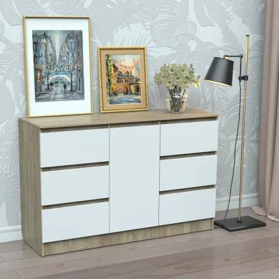 Комод Тиса Мебель 333 Дуб сонома Білий 90x45x140 см