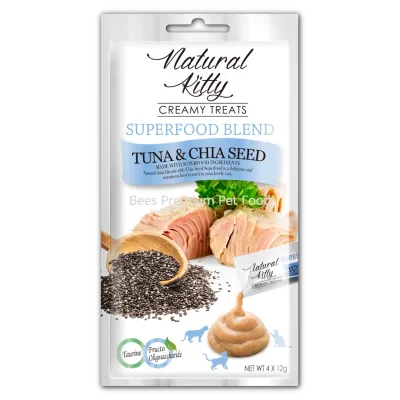 Крем-снек для кішок зі смаком тунця та насіння чіа Natural Kitty Creamy Treats Tuna with Chia Seed Pettric 4х12г Крем-снек для кішок зі смаком тунця та насіння чіа Natural Kitty Creamy Treats Tuna with Chia Seed Pettric 4х12г