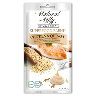 Крем--снек для кішок зі смаком курки та кіноа Natural Kitty Creamy Treats Chicken with Quinoa 4х12 г