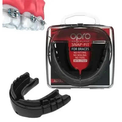 Капа боксерская OPRO Snap-Fit FOR BRACES Black (art.002318001)
