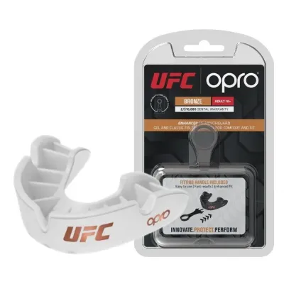 Капа боксерская OPRO Junior Bronze UFC Hologram White (art.002264002)