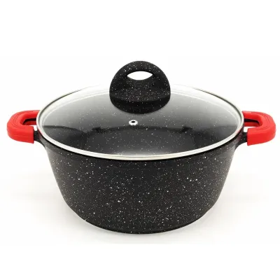Каструля мармурове покриття A-PLUS 1526 24 см /4 л Чорний