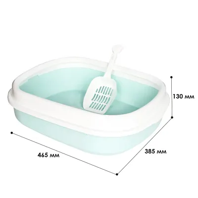 Туалет лоток для кошек с лопаткой Taotaopets 225501 46*38*13 см Голубой (11051-62348)