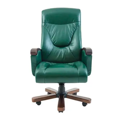 Офисное кресло руководителя Richman Boss VIP Wood M2 AnyFix Натуральная Кожа Lux Италия Зеленый