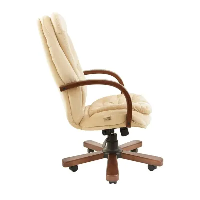 Офісне крісло керівника Richman Venice VIP Wood M1 Tilt Натуральна Шкіра Lux Італія Кремовий