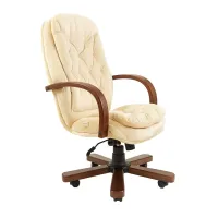 Офісне крісло керівника Richman Venice VIP Wood M1 Tilt Натуральна Шкіра Lux Італія Кремовий