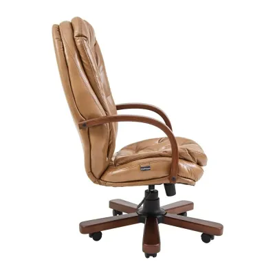 Офісне крісло керівника Richman Venice VIP Wood M1 Tilt Натуральна Шкіра Lux Італія Коричневий