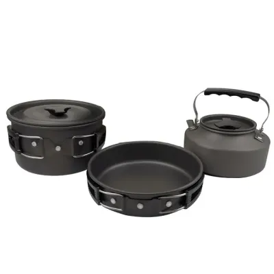 Набор посуды туристический Steel Set GL-C31 3 предмета (каструля, сковородка, чайник) (3_03314)