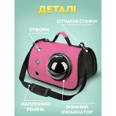 Сумка для переноски домашних питомцев RIAS CosmoPet CP-31 с иллюминатором 40x26x25 см Pink (3_03286)
