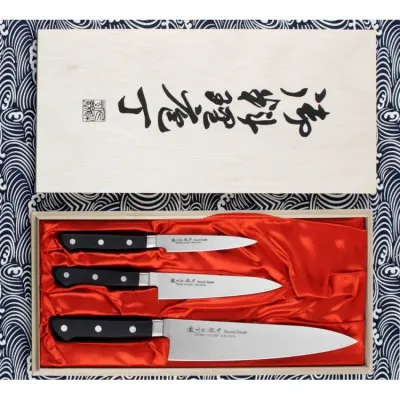 Набор из 3-х кухонных ножей в подарочной коробке Satake Satoru (HG8364) Набор из 3-х кухонных ножей в подарочной коробке Satake Satoru (HG8364)